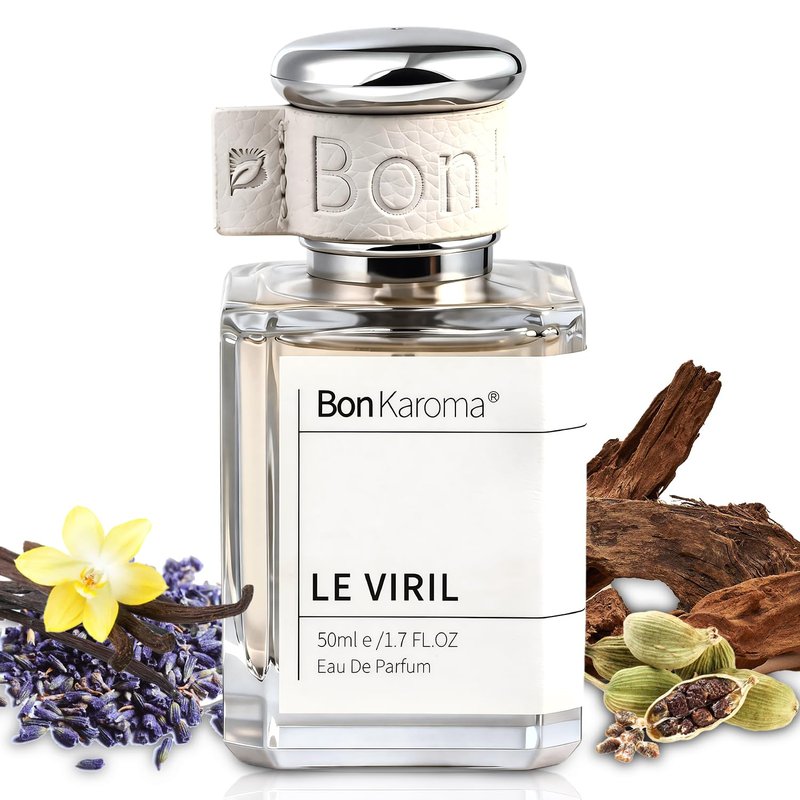 Bonkaroma Le Viril, Eau de Parfum for Men, 1.7 oz., Fougere Notes, Long-Lasting Perfume Spray, Lavender, Cardamom, Leather and Iris, Perfect for Dating & Bar Ambience.