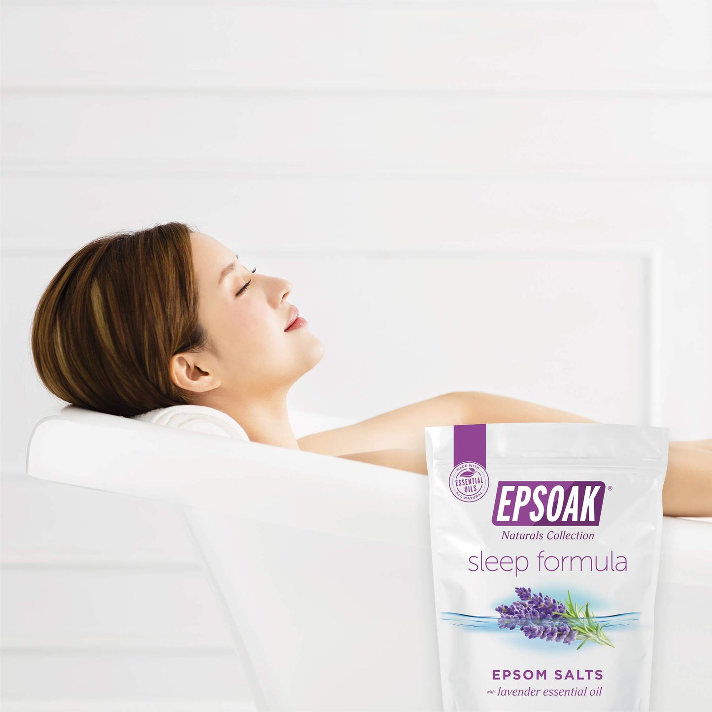 Epsoak Epsom Salt 2 lb. USP Magnesium Sulfate with Lavender Scent Resealable Epsom Salt Bag, Made in The USA, Cruelty-Free Certified