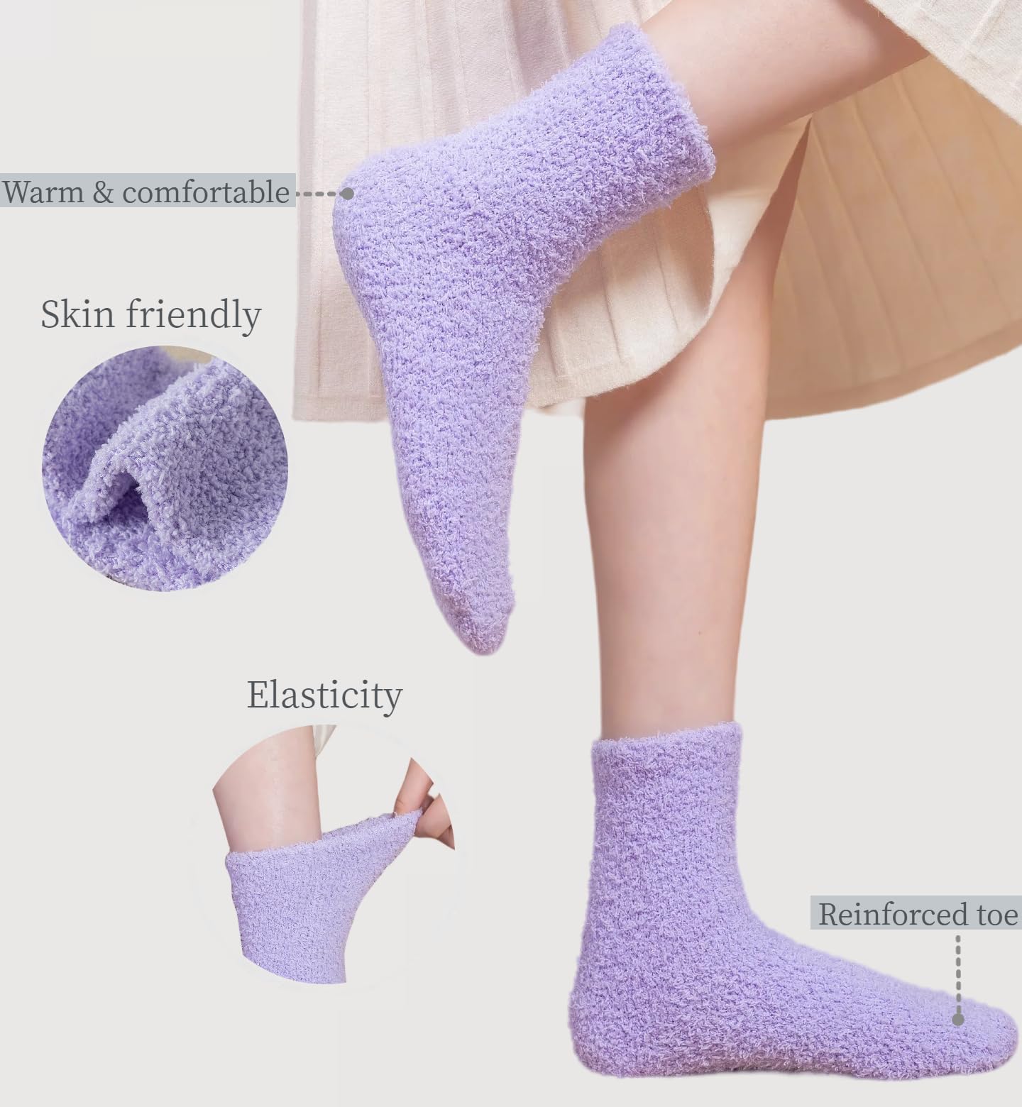 Tofox 6 Pairs Fuzzy Socks For Women Soft Home Slipper Socks Fluffy Sleeping Socks