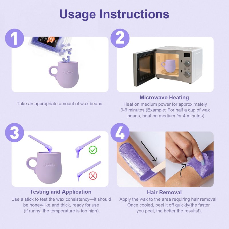 Galdino Waxing Kit For Women, Wax Kit, Microwave Hard Wax Kit With 400g Wax Beads, At Home Hair Removal For Face, Bikini, Leg, Arm, Body, Underarm