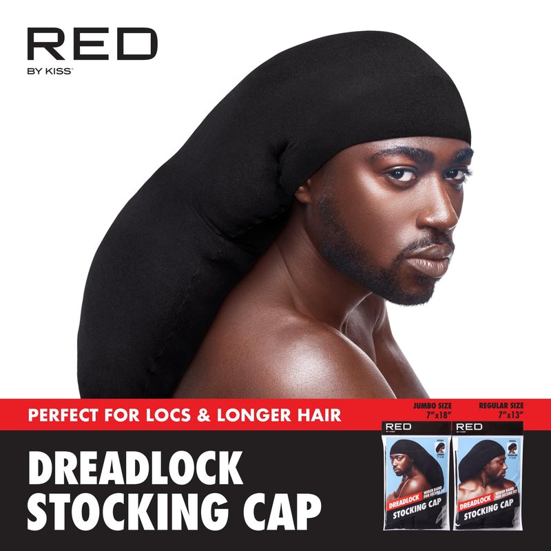 Red by Kiss Dreadlock Stocking Cap, Secure Stretchy Fit for Long & Locs Hair, Soft & Lightweight, Breakage & Lint Protection