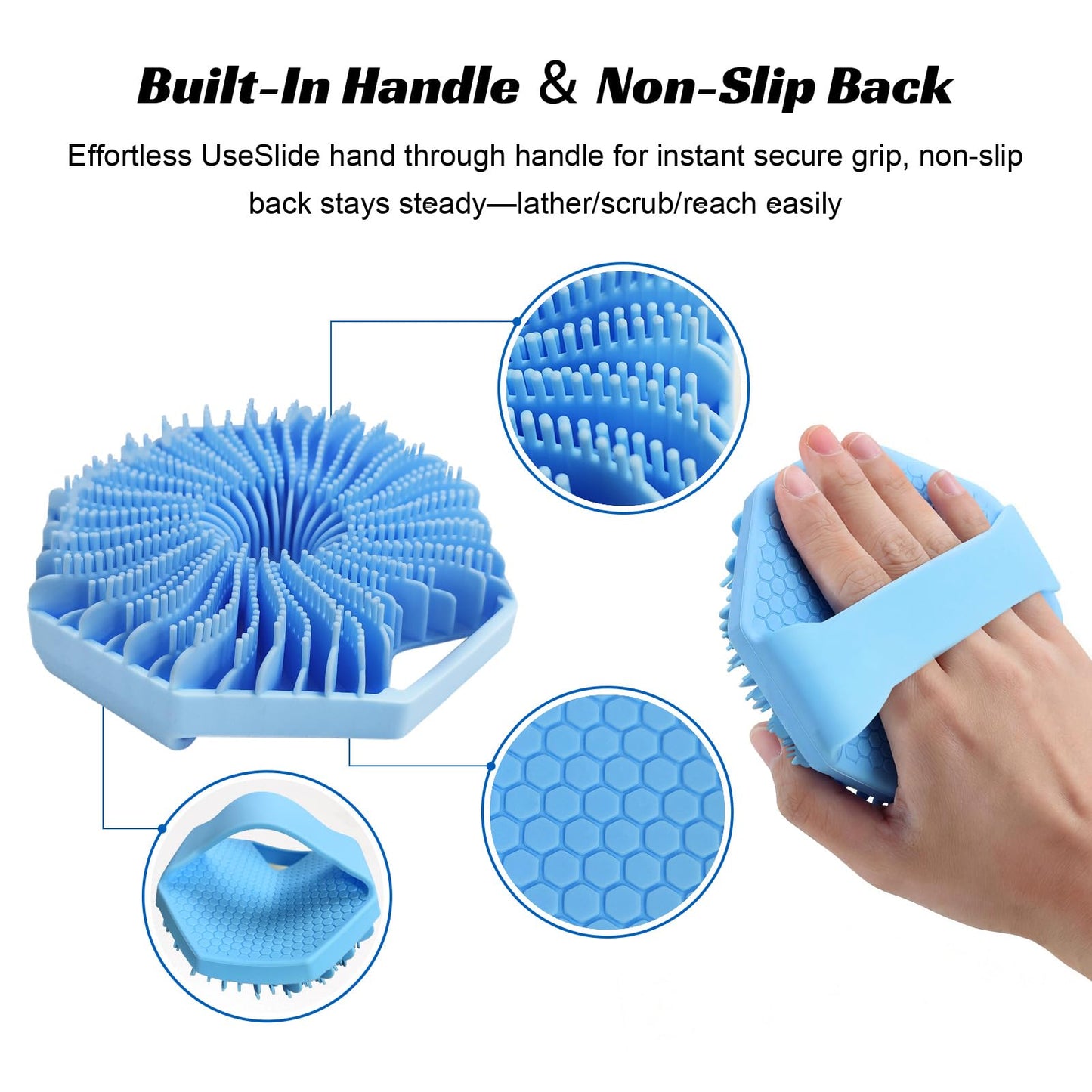 YASUEBI Silicone Body Scrubber Loofah Silicone Scrubber for Nourishing Non-Slip Handheld Cleansing Brush Mens Body Scrubber for Women Long-Lasting & Easy to Clean（Green）