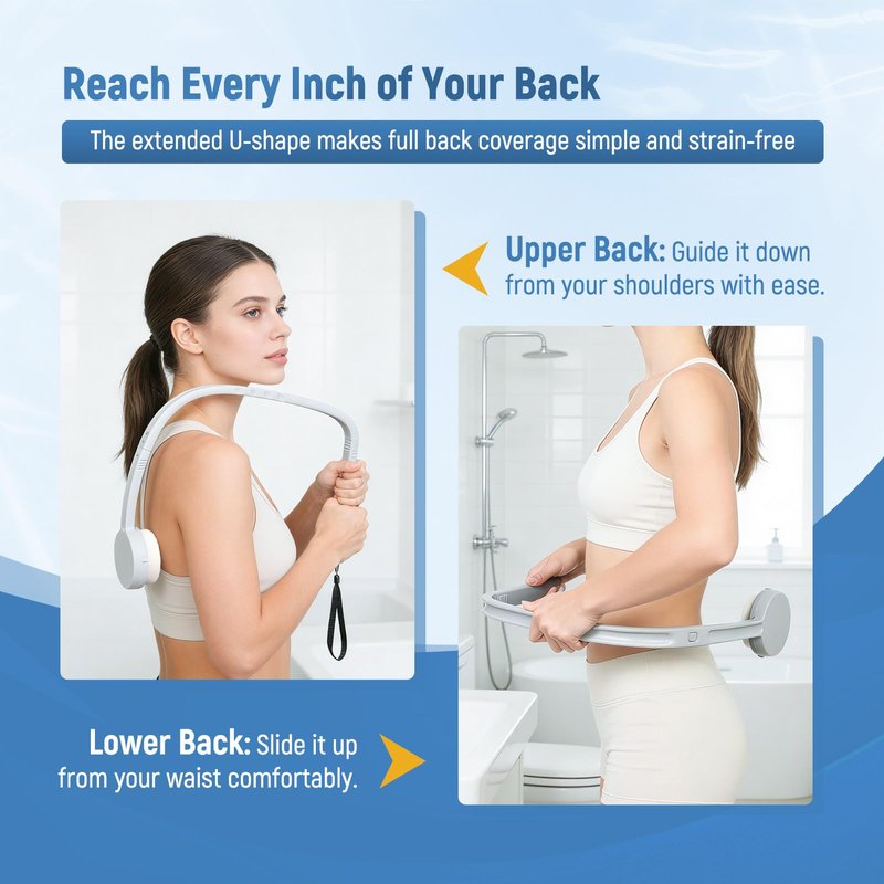 Chonario Lotion Applicator for Back, Self Sunscreen, Tanning, Cream Back Applicator Tool with 2 in 1 U-Shaped Curved Long Handle for Elderly, Women, Men