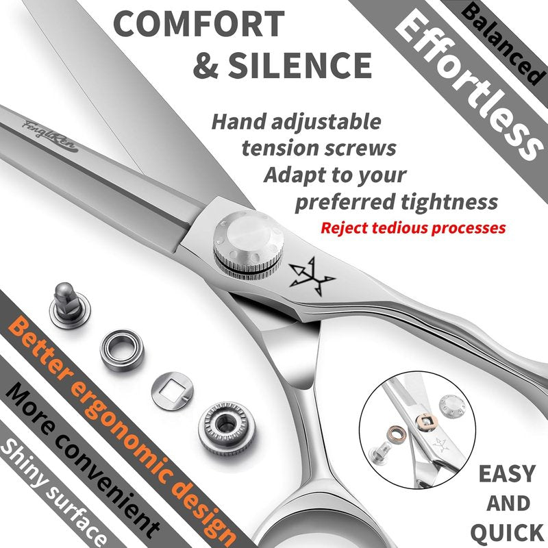Regine Switzerland Hair Cutting Scissors - Professional 6.5 Inch Stainless Steel Shears for Barbers & Stylists