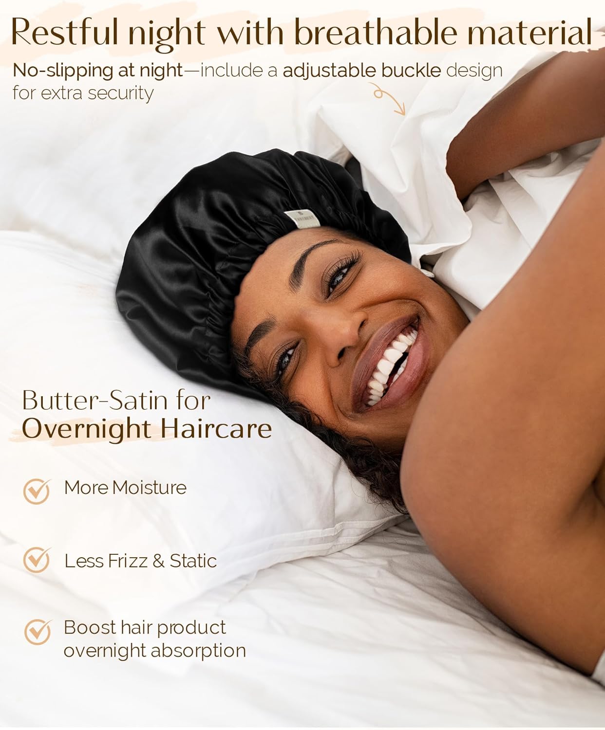 YANIBEST Silk Bonnet - Adjustable Double Layer Satin Hair Bonnet for Sleeping | Reduces Frizz for Curly Hair