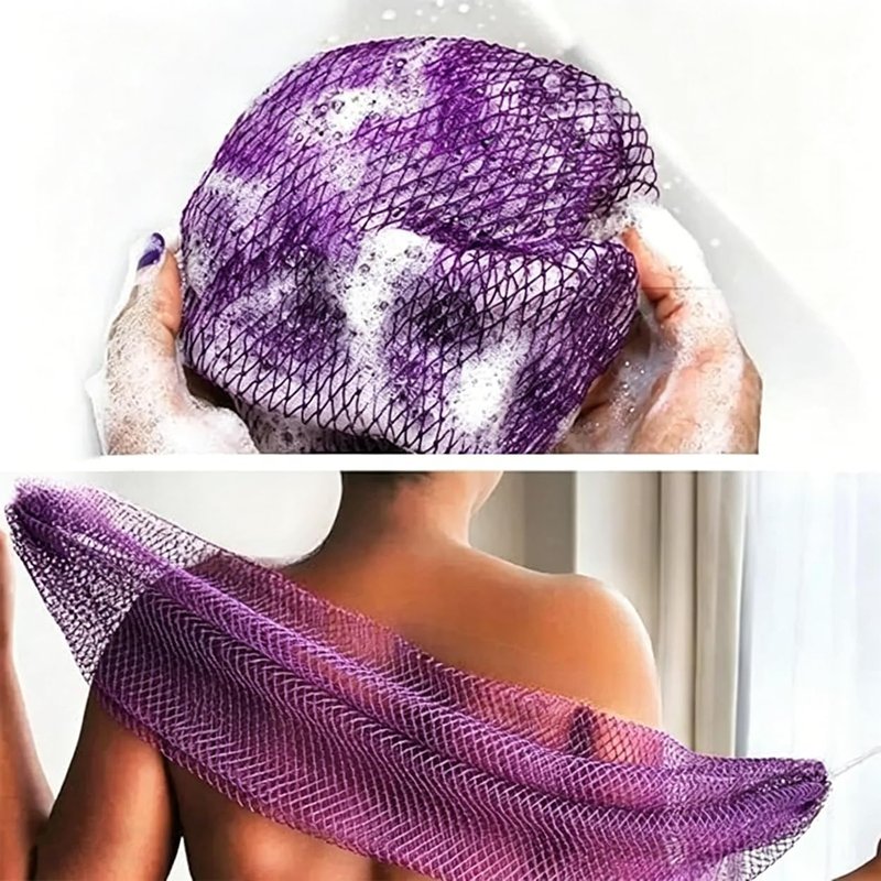 African Net Sponge Authentic Exfoliating Body Back Scrubber Bath Sponge Shower Loofah Washcloth Gentle for All Skin Types 2pcs