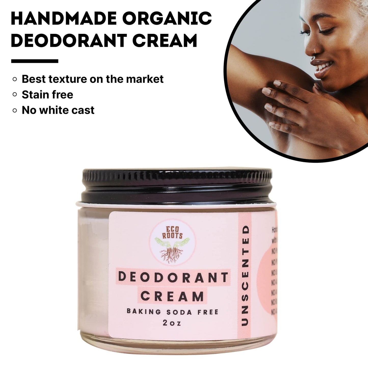 ECO ROOTS Natural Deodorant for Women & Men | Organic Deodorant Cream Non Aluminum | Baking Soda Free Healthy Deoderant for Body & Private Parts | All Vegan Pit Paste Zero Sweat Scent Free