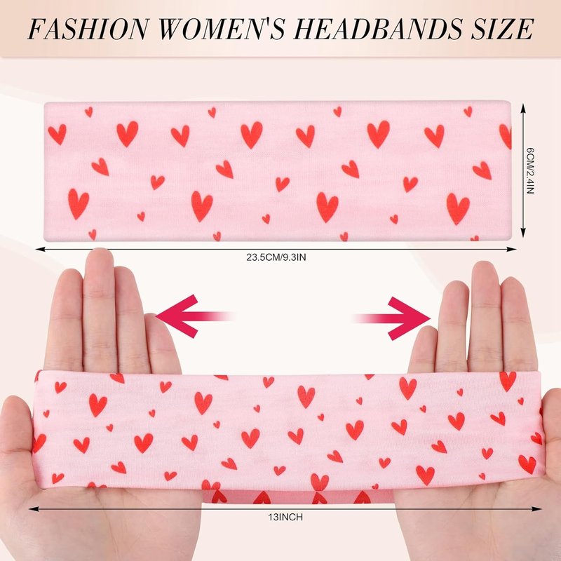 Obeoby Pink Cute Headbands - Non-Slip Stripe Heart Hairbands for Women & Girls | Perfect Summer Accessory
