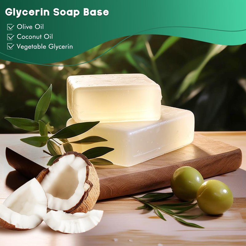 EDSRDRUS 1LB Unscented Glycerin Soap Base DIY Handmade Soap Moisturizing Melt and Pour Soap Base for Crafting, Vegetable Glycerin & Coconut Oil, Easy to Cut (Transparent, 1LB)