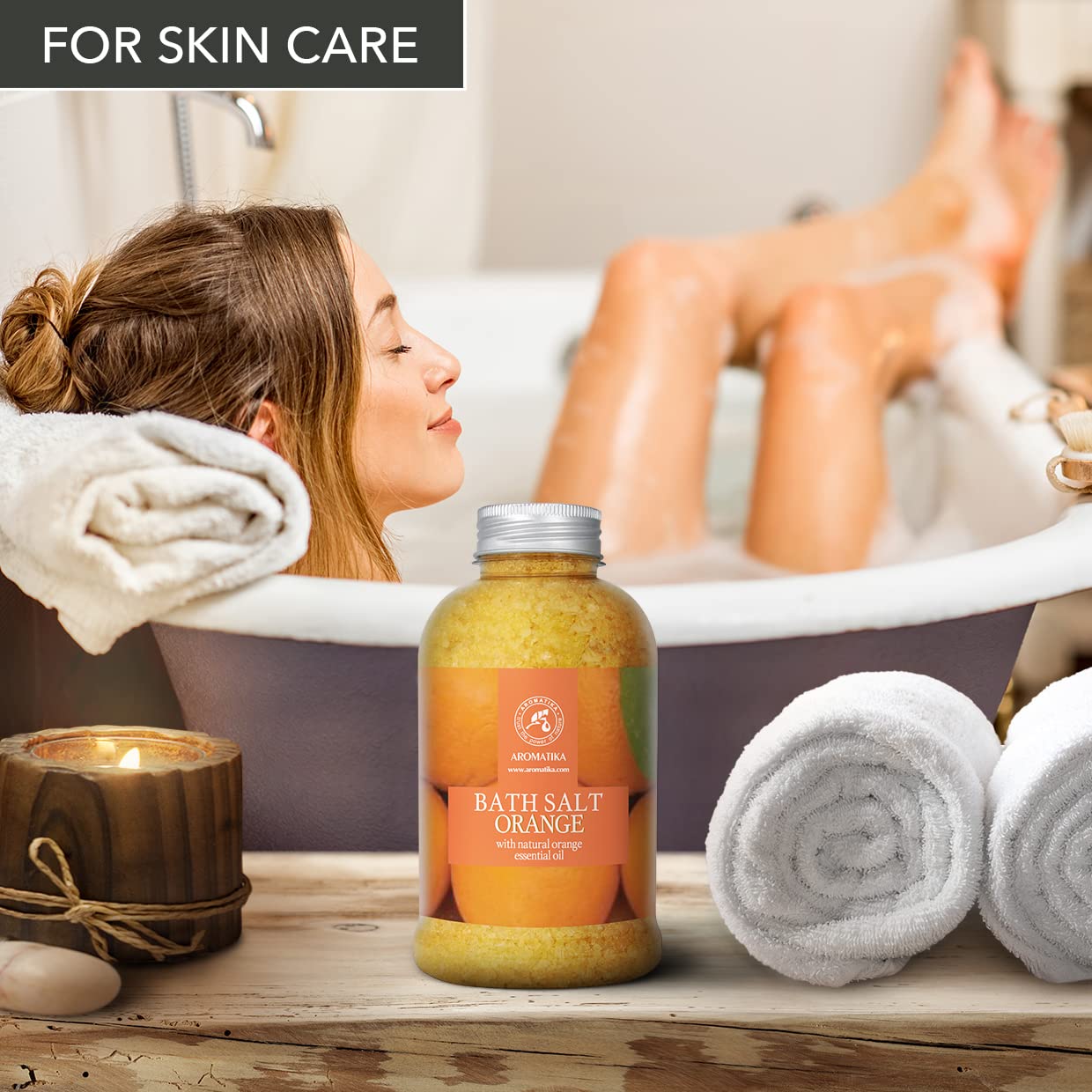 Orange Bath Salts w/Natural Orange Essential Oil 21.16 Oz - Good for Beauty - Bathing - Body Care - Wellness - Spa - Bath