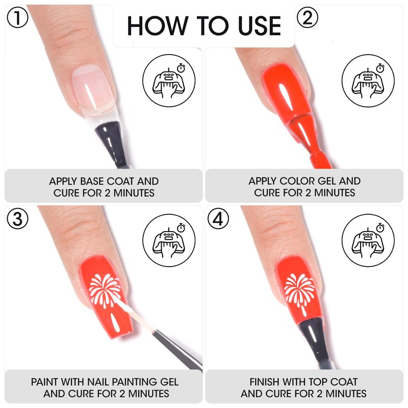 GELLEN Nail Painting Gel 2Pcs 8G Black & White No Wipe Pat Painting Nail Gel for Drawing Striper Liner Floral Painting Gel Polish Nail Art for Salon Home DIY Manicure, UV/LED Curing Required