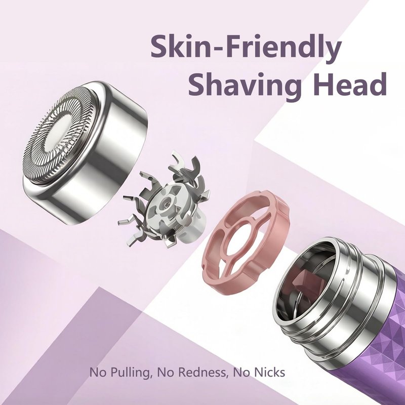 Painless Facial Hair Removal for Women, Electric Face Shaver, Portable Peach Fuzz Trimmer for Lip, Chin & Cheeks, USB-C Rechargeable 90 Mins Cordless Shaver, Gentle for Sensitive Skin (Purple)