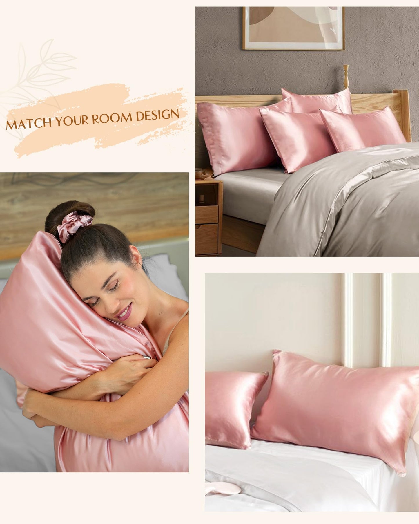 Yanibest Satin Pillowcase, Silk Pillow Cases for Hair and Skin with Zipper, Queen Pillow Cases Set of 2 for 20"x30", Exquisite Packaging for Women Men