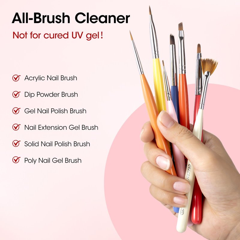 Gellen 130ml Nail Brush Cleaner and Conditioner, Rose Oily Formula Acrylic Brush Cleaner Liquid, Acetone-Free Nail Art Brush Restorer for Gel Polish, Dip Powder, Polygel Manicure Care