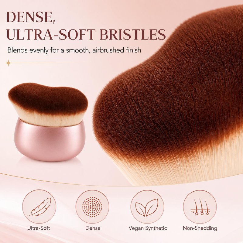 BeeYoYe Body Makeup Brush for Self Tanner – Wide Kabuki Brush Applicator for Body Blending, Bronzer, Leg Makeup & Concealer, Streak-Free Full-Body Coverage Perfector, Pink