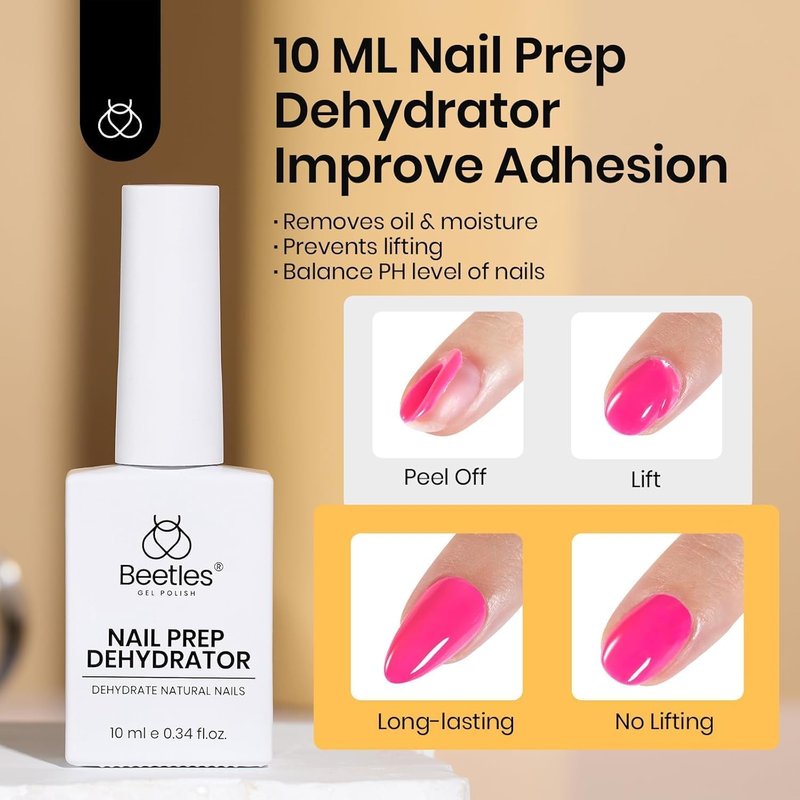 Beetles 9 In 1 Gel Nail Glue Kit - Acid-Free & HEMA-Free Dehydrator for Acrylic Nails | Professional Prep