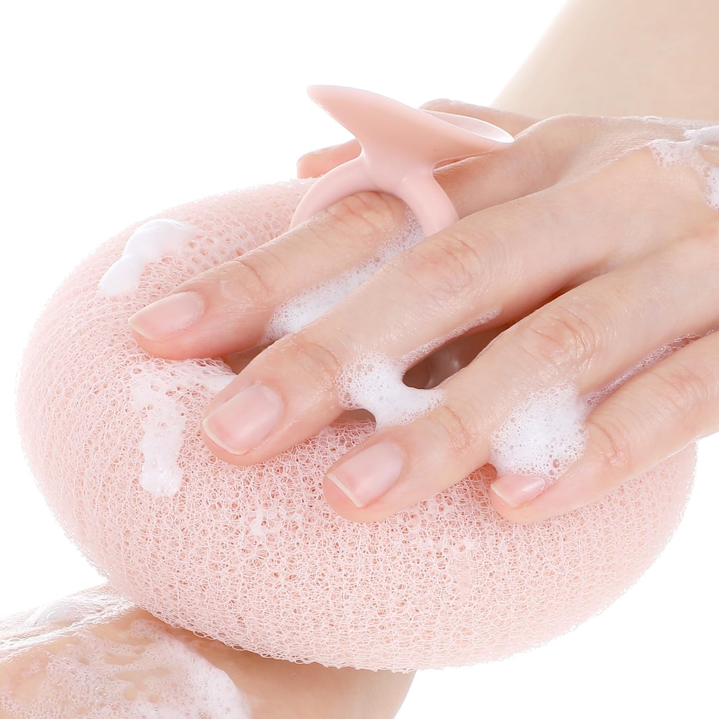 YBEATY 2 PCS Soft Sunflower Suction Cup Bath Ball Bath Body Brush Exfoliating Mesh Sponge Cleaning Scrubber Sponge with Finger Rings Shower Loofah Sponges for Women Men Scrub The Body Accessories