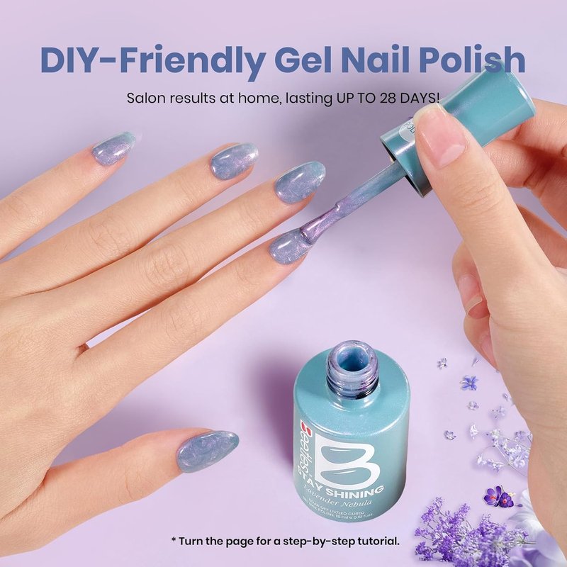 Beetles Pearl Gel Nail Polish - Lavender Nebula Blue Shimmer | 15ml Long-Lasting UV Gel for Stunning Nail Art