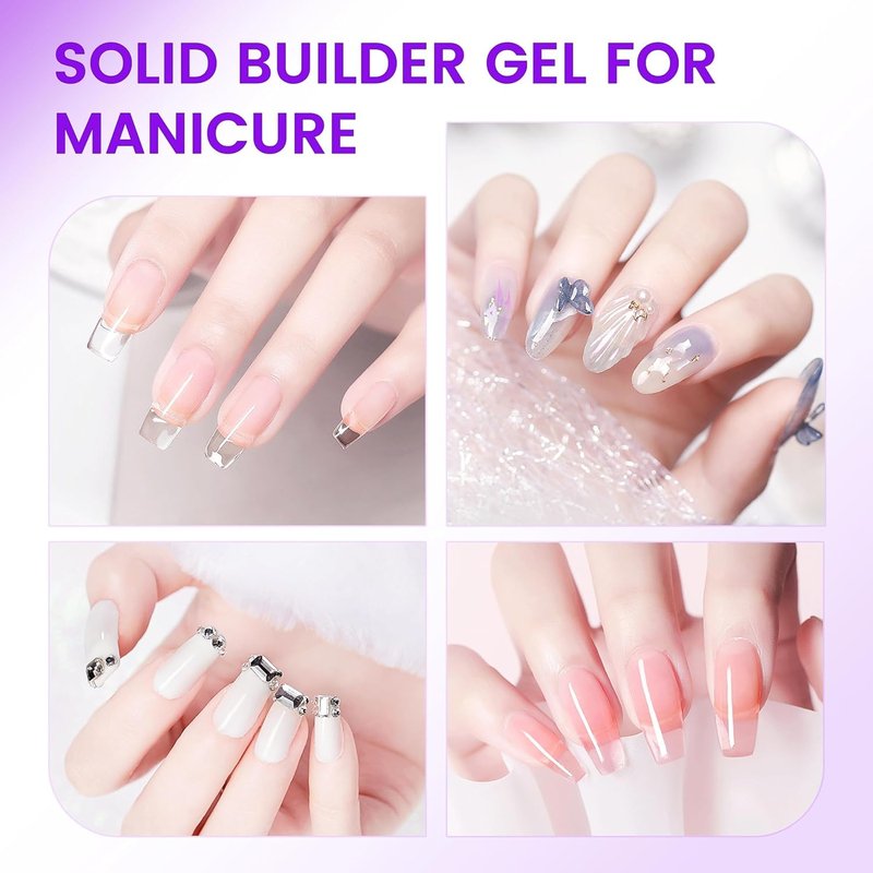 AIJIMEI Solid Builder Gel Kit With Manicure Tools For Nails 15ML 4IN1 3D Sculpting Hard Building Gel Non-Stick Hand UV & LED For Nails Long-Lasting Nail Extension Gel For Nail Manicure DIY At Home