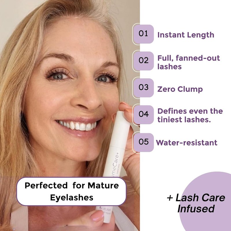 Rumi Cosmetiques VolumeCare+ Mascara - Extreme Length & Volume 2-in-1 Formula | Hypoallergenic, No Clumps, Natural Black