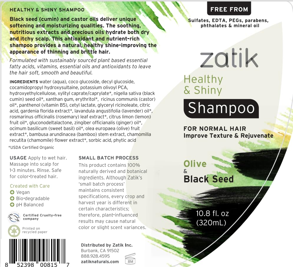 Zatik Naturals - Voluminizing Shampoo & Conditioner Set | Healthy, Shiny Hair - 10.80 fl oz Each