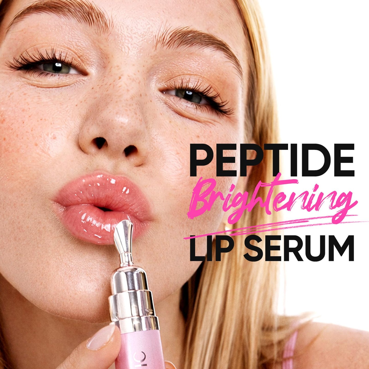 SKINTIFIC Peptide Brightening Lip Serum, Hydrating & Plumping Tinted Lip Gloss, Moisturizing Lip Balm with Polypeptides & Squalane for Glossy Sheer, Smooth Lips(11U Dusty Rose)
