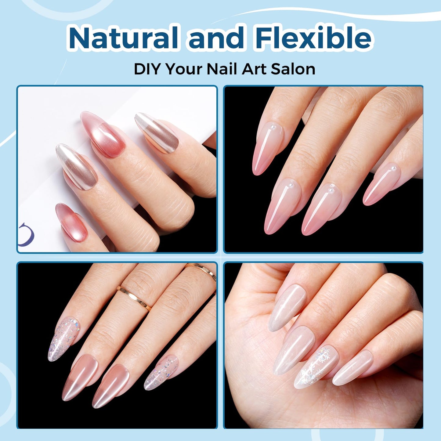 TOMICCA Medium Almond Nail Tips, 510Pcs 15 Sizes Pre Shaped Half Matte Soft Acrylic Gel Nail Tips Almond Shape Clear Press on Nails Extensions Full Cover False Tips for Manicure Salon DIY at Home