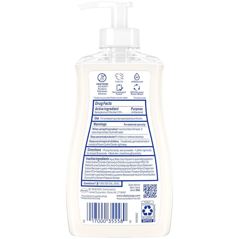 Dial Antibacterial Liquid Hand Soap - Hydrating Coconut Milk Formula | 11oz, Pack of 4