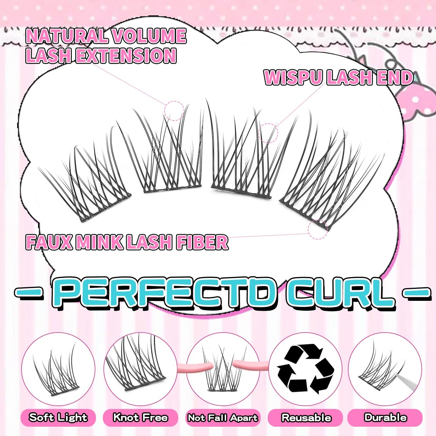 UIYPL Lash Clusters Kit-Cluster Eyelash Extensions. Eyelash Extension Kit. Volume Lash Clusters. Pro Lash. False Eyelashes & Adhesivesc. (Fishtail kit 180pcs)