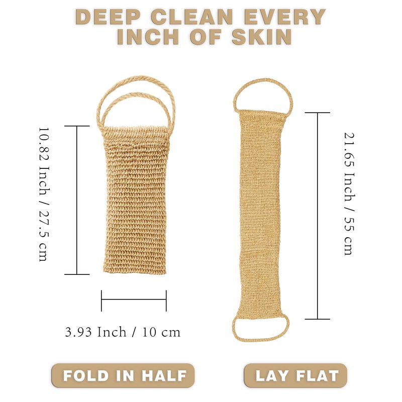 Extra Rough Exfoliating Back Scrubber – Natural Jute Body Scrubber for Men, Workers & Athletes, Durable Daily Deep-Cleansing Bath Tool
