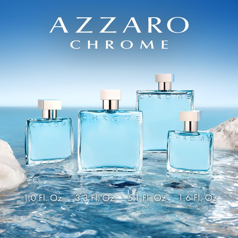 Azzaro Chrome Eau de Toilette - Fresh Aquatic Mens Cologne - Citrus, Woody, Musky Fragrance -Fresh Everyday Wear - Classic Summer Beach Scent - Luxury Perfumes for Men - Value Size, 6.7 Fl. Oz