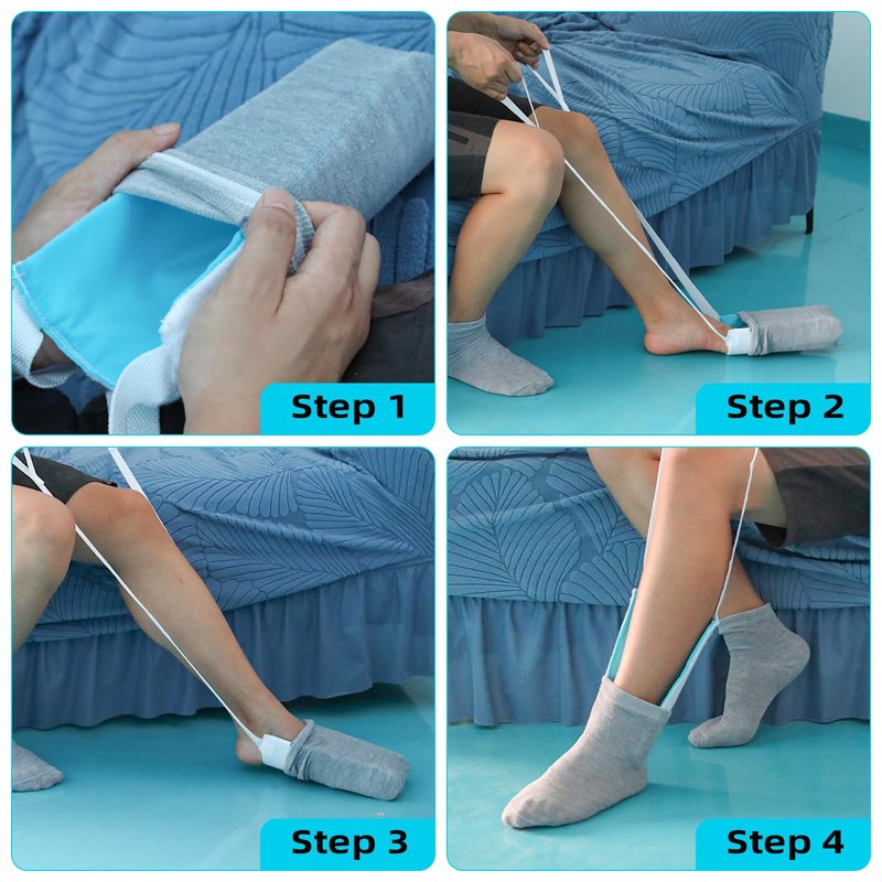 KkaFFe Sock Aid Device for Seniors, Sock Aids for Putting and Off Socks, Sock Helper for Pregnant Women and Disability, Easy On and Off Stocking Slider, Handicapped Avoid Bending Sock Assistant Device