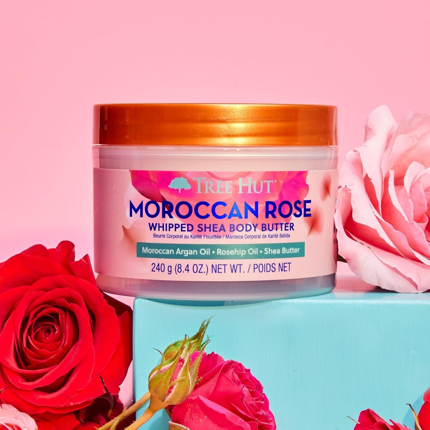 Tree Hut Moroccan Rose Whipped Shea Body Butter, Hydrating & Nourishing Body Lotion with Natural Oils, Moisturizer for Soft & Smooth Skin, 8.4 Oz