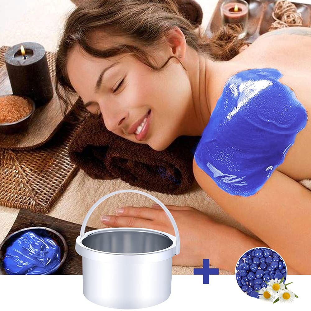 Hard Wax Beads, Professional Wax Beads for Hair Removal 400g Hair Wax with 10 Pcs Wood Sticks for Full Body Brazilian Bikini Face Legs Eyebrow Painless at Home for Women and Men