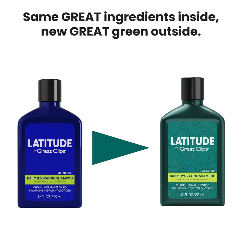 GREAT CLIPS LATITUDE Daily Hydrating Shampoo | Men's Shampoo that Promotes Full + Healthy Hair | For All Hair Types | 12oz | Packaging May Vary