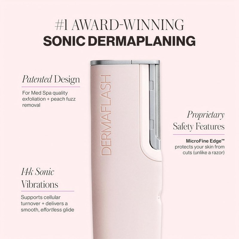 DERMAFLASH LUXE+ Sonic Dermaplaning Tool - Effective Peach Fuzz Removal & Anti-Aging Exfoliation