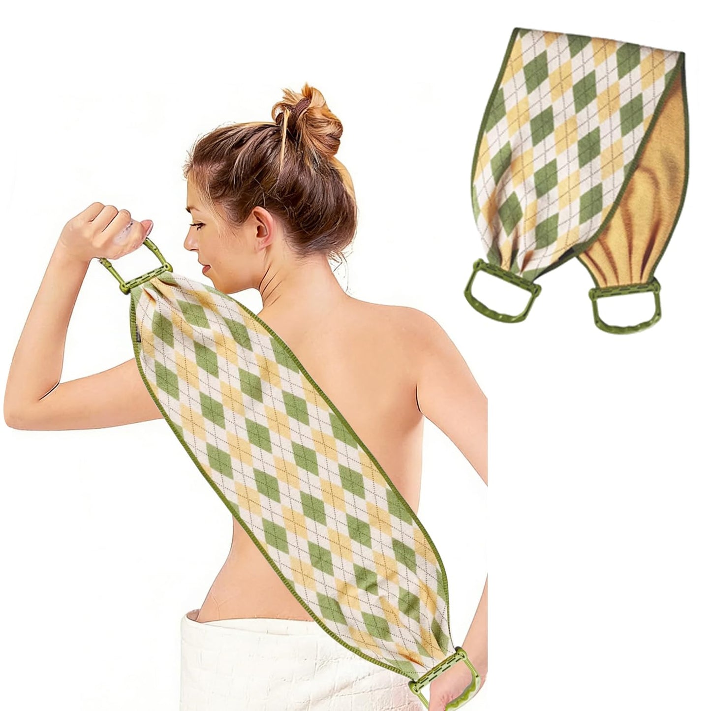 Back Scrubber with Handles for Women, 38 Inches Double-Sided Exfoliating Shower Towel Body Scrubber, Back Exfoliator Body Cleaner to Scrub Your Skin, Bath Scrubber for Body, Back Washer for Shower