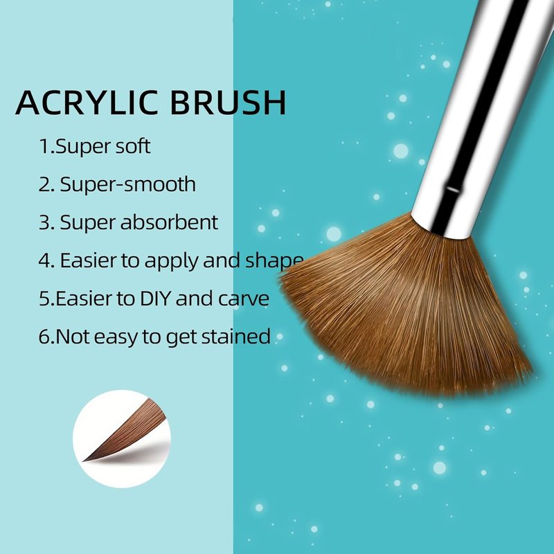 MAGIC ARMOR Acrylic Nail Brush Set - 4pc Kolinsky Nail Art Brushes for Acrylic Powder Application, Extension & Carving