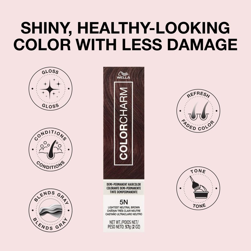 COLORCHARM Demi Permanent Hair Color | 5N Lightest Neutral Brown | Gloss, Refresh & Tone | 2 Fl Oz