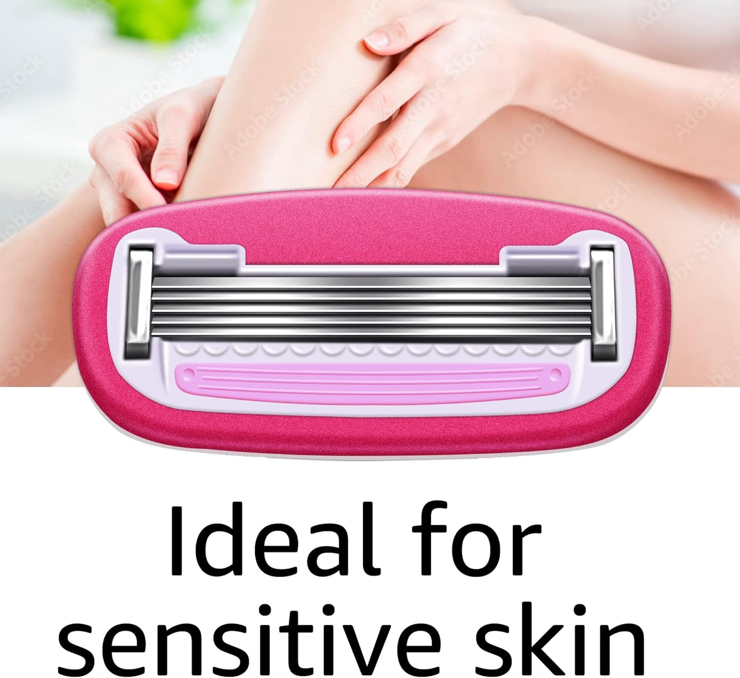 Women's 5-Blade Razor for Smooth Shave - Compatible with Venus Handles | Sensitive Skin, 12 Cartridges Included
