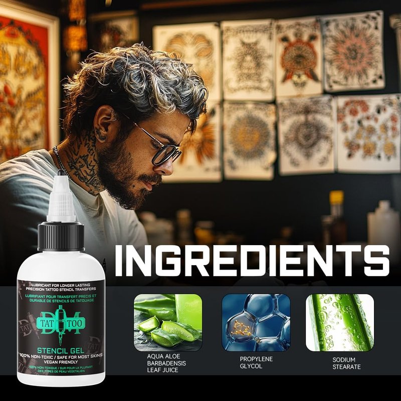 125ml Tattoo Stencil Transfer Gel Solution, Professional Tattoo Stencil Gel, Stencil Magic Cream, Clear & Long-Lasting, Tattoo Application Solution for Transfer Paper Machine Stencils
