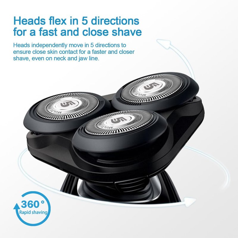 SH50 Replacement Blades Compatible with Philips Aquatec Shaver, 5000 Shavers Series, 6-pc Blades with Retaining Rings