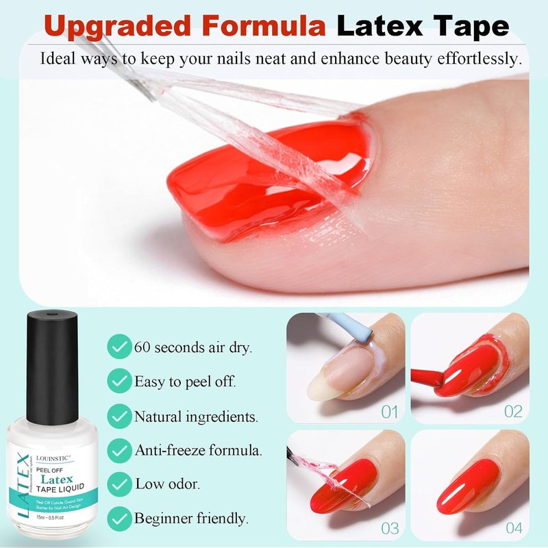 LOUINSTIC Gel Nail Polish Remover - Low-Irritation Liquid Latex with Manicure Tools | Quick 2-5 Minute Removal
