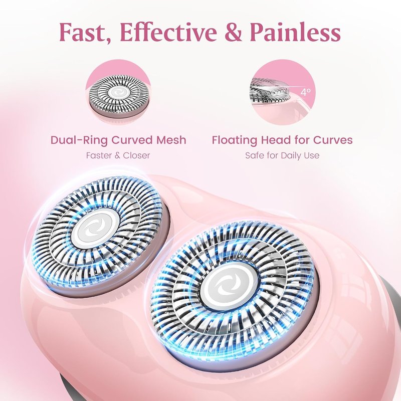 Facial Hair Removal for Women - Painless Electric Face Shaver for Sensitive Skin | USB-C Rechargeable, IPX7 Portable