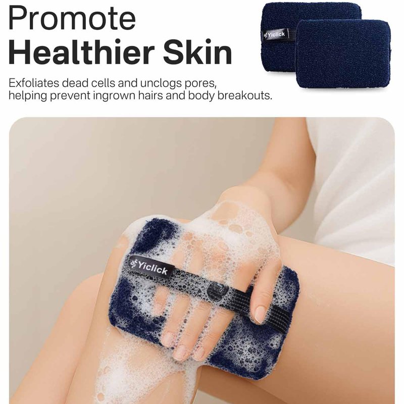 Yiclick Exfoliating Body Scrubber (2 Pack), Body Exfoliator Scrubber, Exfoliating Sponge for Shower Bath, Shower Loofah Luffa Lufa with Handle for Men Women, Dead Skin Exfoliator for Body Scrub