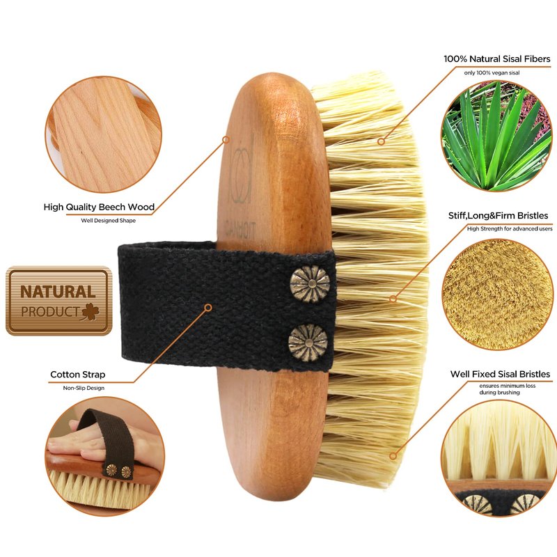 ICANdOIT Dry Brushing Body Brush-Gentle Bristles Dry Skin Brush,Exfoliating Massage Brush for Cellulite and Lymphatic,Improve Circulation,Stop Ingrown Hairs,Reduce Acne,Soften Skin