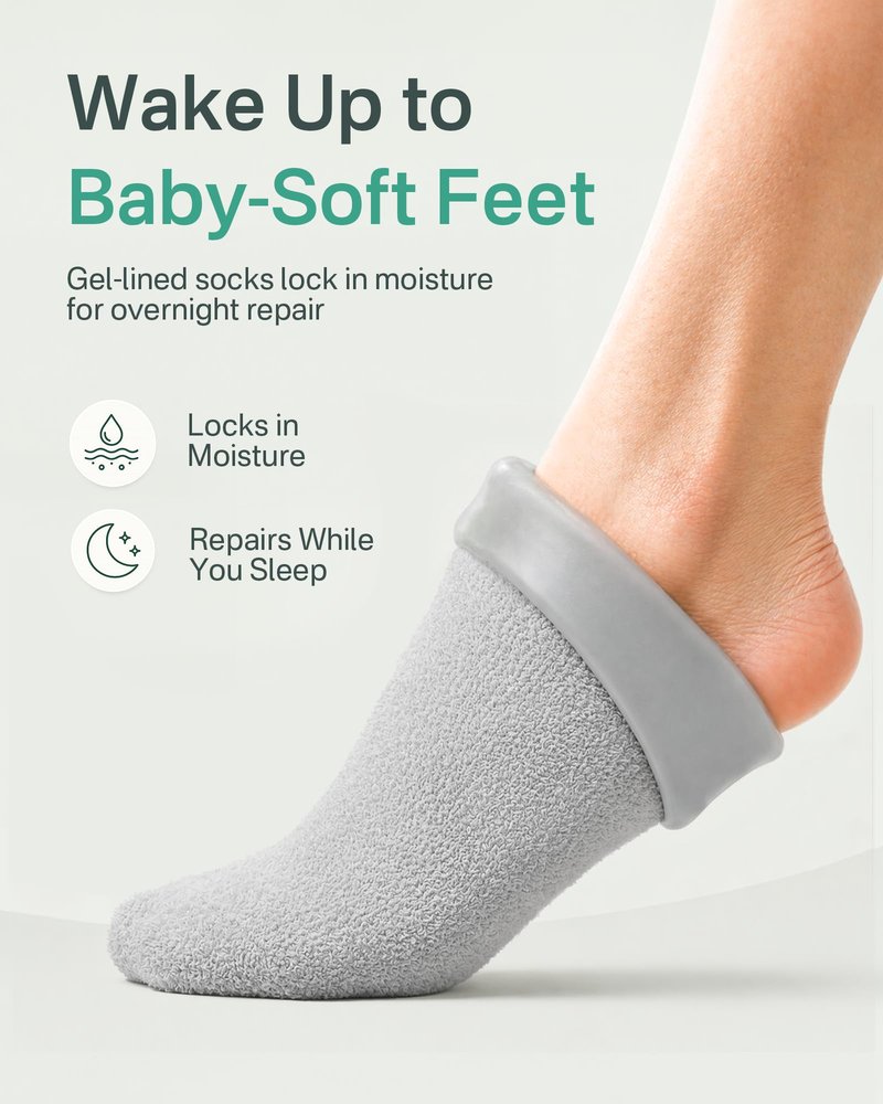 Moisturizing Socks for Dry Cracked Feet, Silicone Socks for Foot Spa(Size 9-11), Gel Socks for Foot Care Overnight, Aloe Socks Heel Protector for Cracked Heel Treatment, Self Care Gifts for Women
