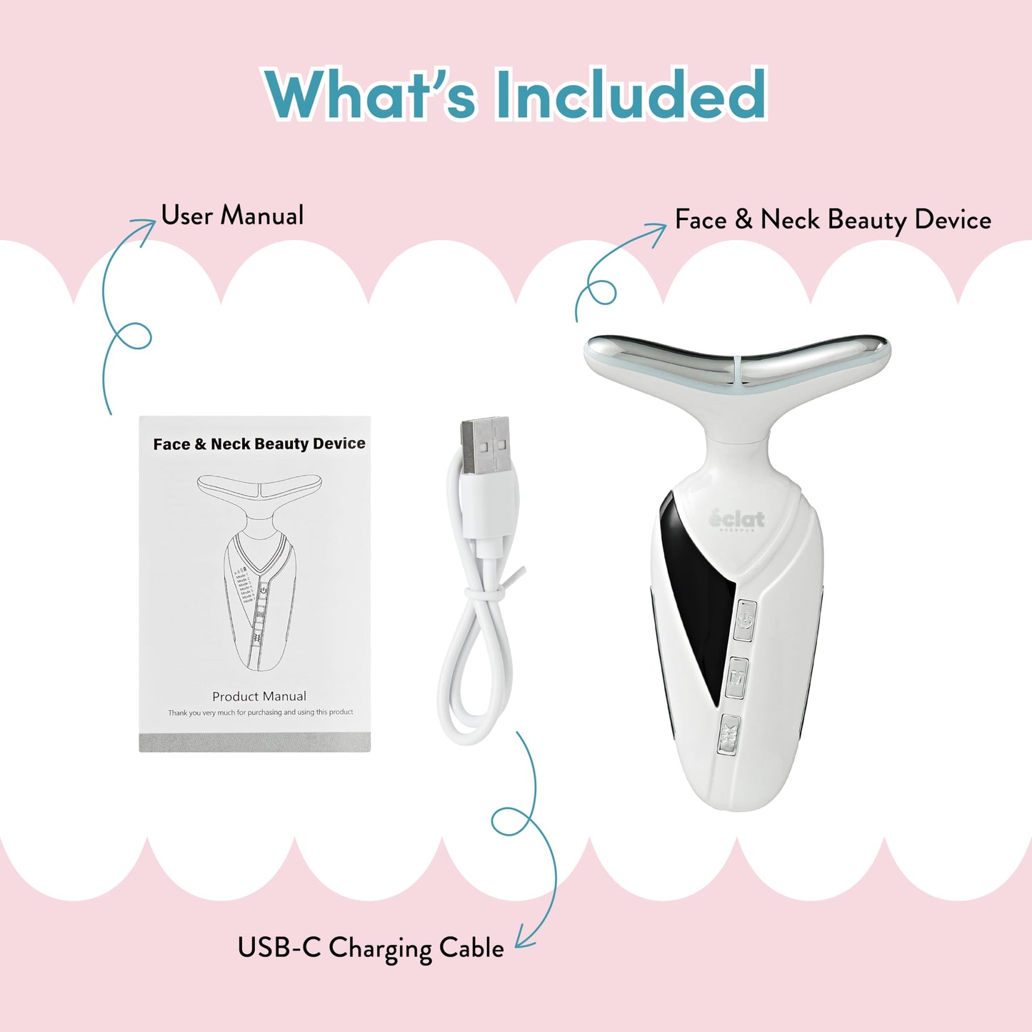 Éclat Facial Massager for Lymphatic Drainage, Face, Neck & Body Tool for Skin Care, Heated Electric Beauty Device for Wrinkles, Fine Lines, Puffy Skin, Lifting, Firming, Sculpting with 7 Light Therapy