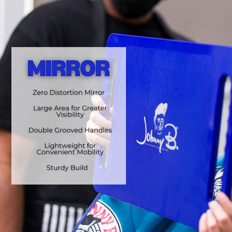 Johnny B. Large Handheld Mirror - Lightweight Rectangular Design with Double Handle for Barbers & Home Use