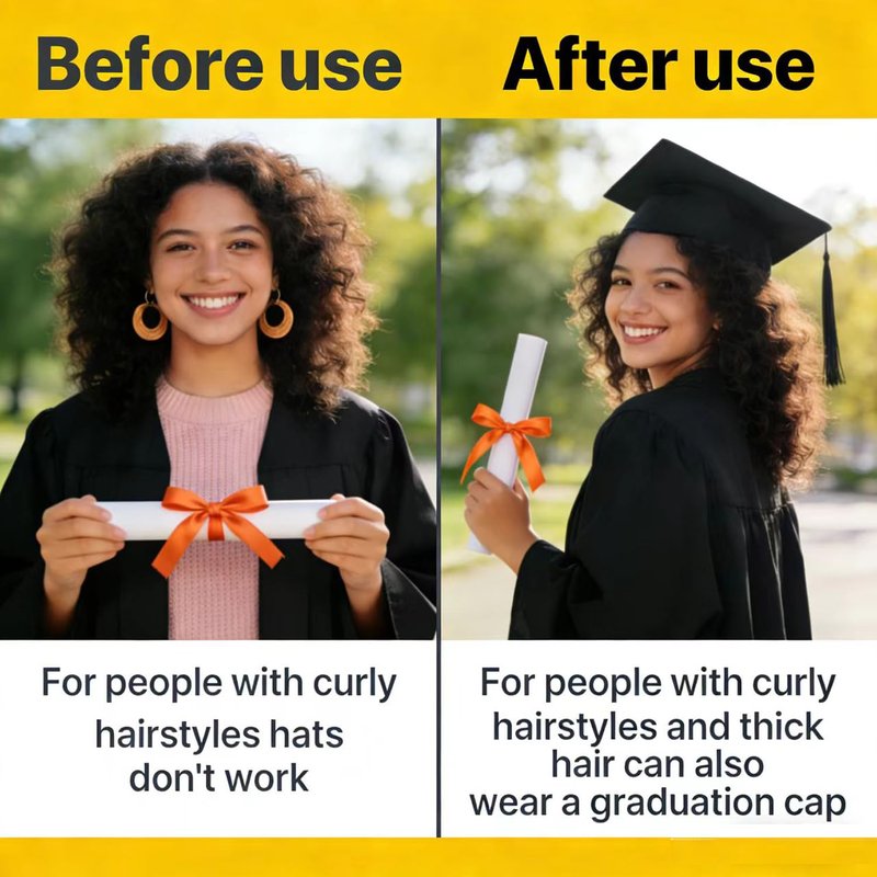 Amsomyin 2 Pack Graduation Cap Headband Insert, Firm Anti-Fall Hair Band Holder with Hook and Loop Sticker, Secure Grad Hat & Hairstyle for Graduates Students Women (Cap Not Included)